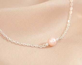 Pink freshwater pearl bracelet l 14k Gold filled cable chain and details