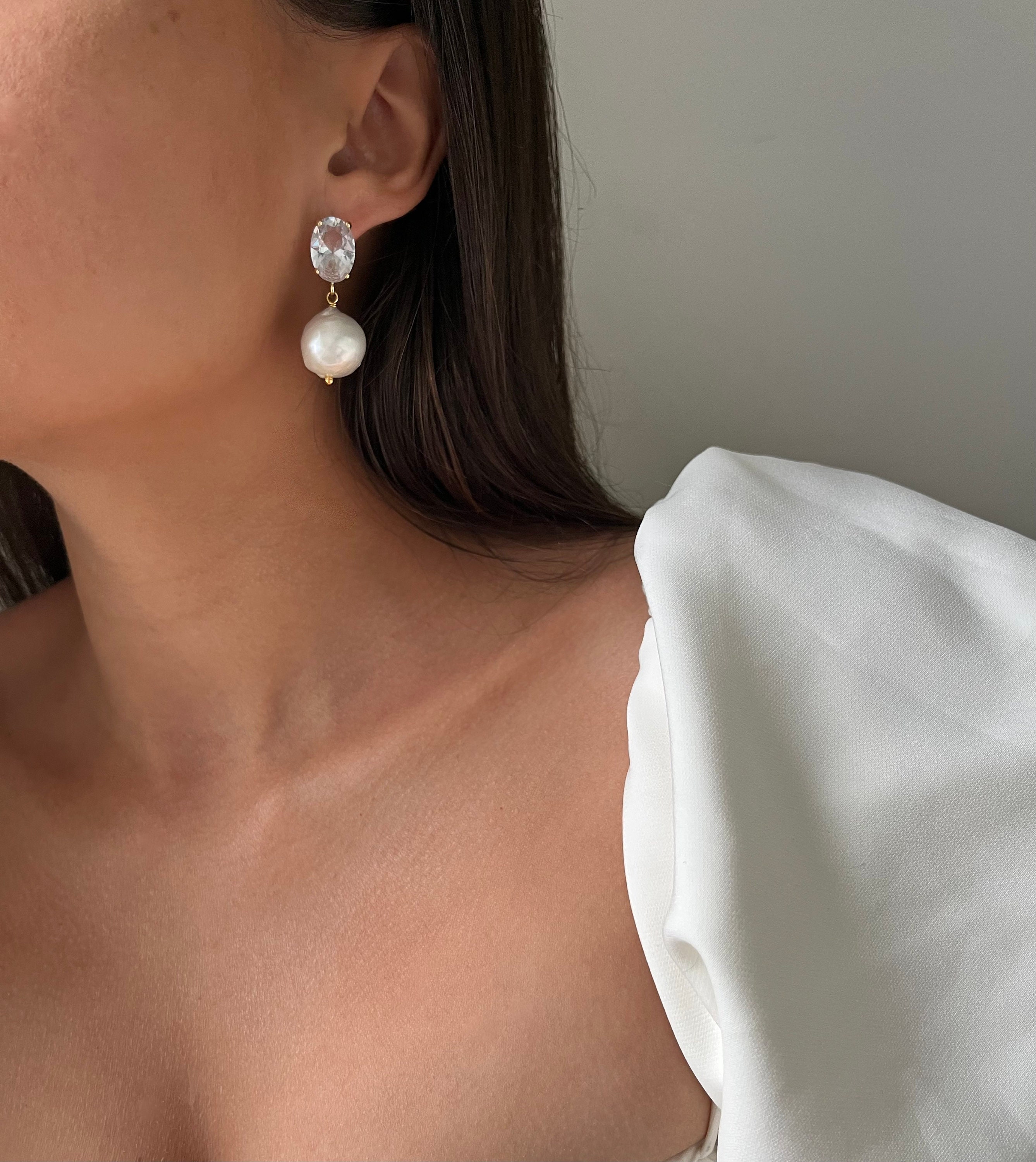 Baroque Pearl Drop Earrings | Drop Dangle 14K Gold -Filled Bridal
