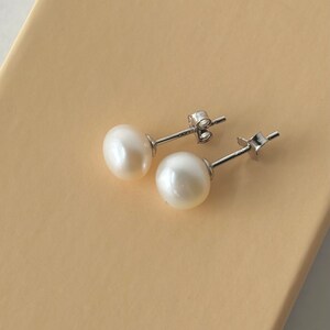 Baroque Pearl stud earrings, white baroque pearl earrings, Bridesmaid gift, Wedding, Sterling silver, Bridal earrings image 4