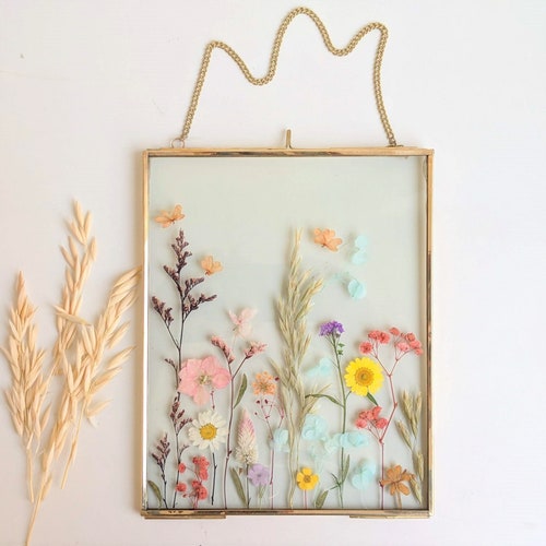 Pressed Flower Frame Herbarium Pressed Flower Wall Hanging Etsy