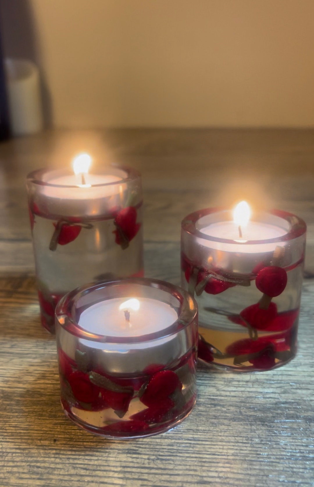 Tiny Roses Candle Holders Shells T Light Votive Candles Rose Flowers in
