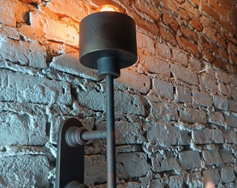 Industriële wandlamp, zwart en goud, schans, handgemaakt