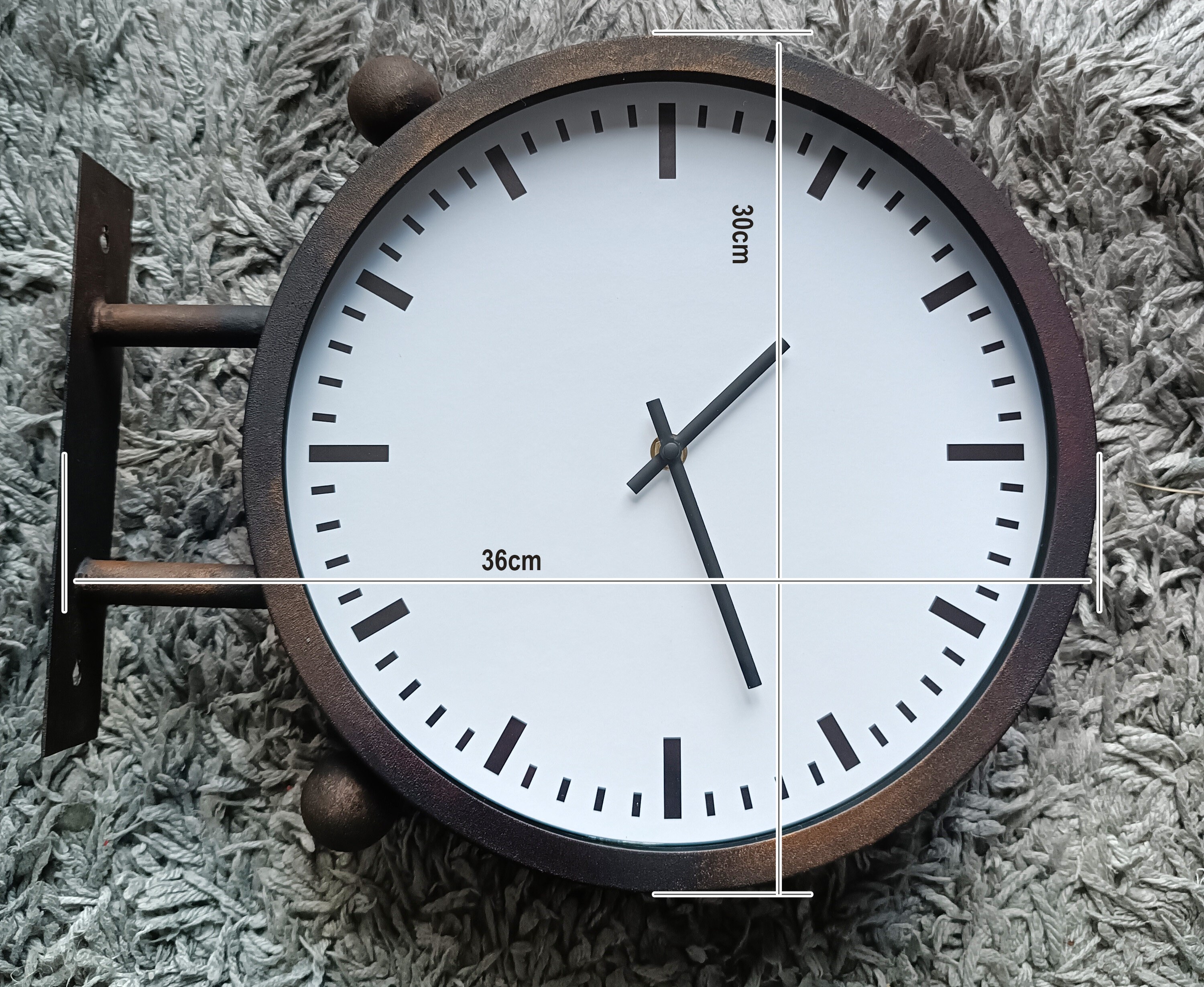 Double Sided Station Wall Clock, Black, Gold Color, Quiet, Antiqued. Diameter 30cm, Industrial Style, Silent Mechanizm. - Etsy Double Sided Station Wall Clock, Black, Gold Color, Quiet, Antiqued. Diameter 30cm, Industrial Style, Silent Mechanizm. - Etsy