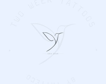 Small Minimalist Hummingbird Semi-Permanent Tattoo (Set of 2)