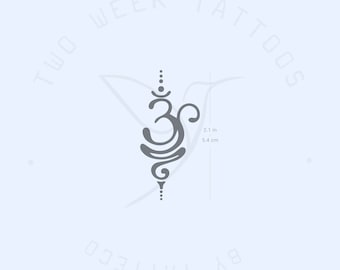 Om Sanskrit Symbol for Breathe Semi-Permanent 2-Week Tattoo (Set of 2)
