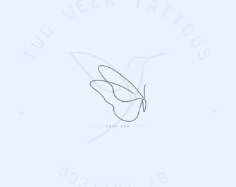 Minimalist One Line Butterfly Semi-Permanent 2-Week Tattoo (Set of 2)