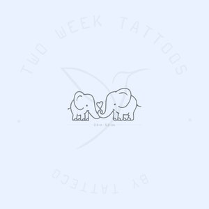Tatouage semi-permanent éléphants amoureux (Ensemble de 2)