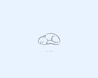 Small Minimalist Sleepy Cat Semi-Permanent 2-Week Tattoo (Set of 2)