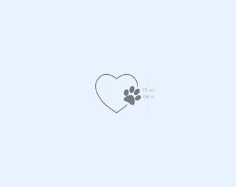 Small Minimalist Heart and Paw Semi-Permanent Tattoo (Set of 2)