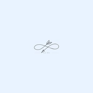 May include: A gray infinity symbol with an arrow pointing to the right, with the text "4 cm - 1.6 in" below it.