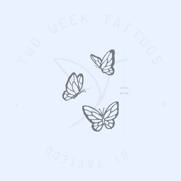 Three Butterflies Semi-Permanent Tattoo (Set of 2)