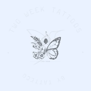 Flower Butterfly Woman Dancer Semi-Permanent Tattoo (Set of 2)