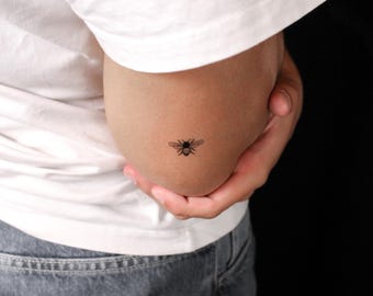 Kleines Minimalistisches Bienen Semi-Permanent 2-Wochen Tattoo (2er Set)