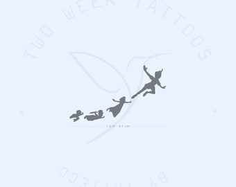 Flying Peter Pan, Wendy, Michael And John Semi-Permanent Tattoo (Set of 2)