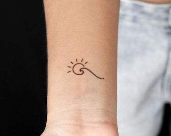 Tatuaje semipermanente de 2 semanas de sol y olas (juego de 2)