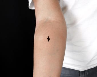 Black Lightning Bolt Semi-Permanent 2-Week Tattoo (Set of 2)