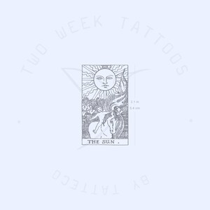 Tatuagem semipermanente de carta de tarô do sol (conjunto de 2)