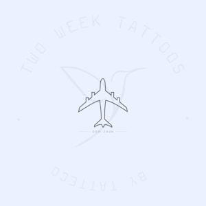 Flugzeug Umriss Semi-permanentes Tattoo (2er Set)