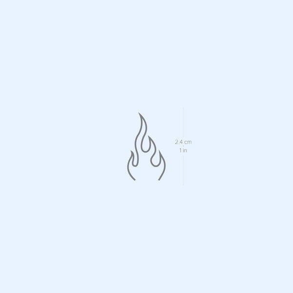 Small Minimalist Fire Flame Semi-Permanent 2-Week Tattoo (Set of 2)