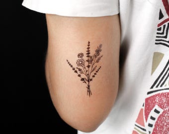 Wild Flower Bouquet Semi-Permanent 2-Week Tattoo (Set of 2)