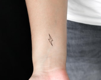 Lightning Bolt Outline Semi-Permanent 2-Week Tattoo (Set of 2)