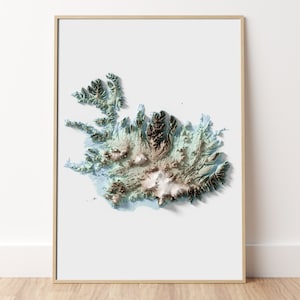 Islande - Impression de carte topographique en relief