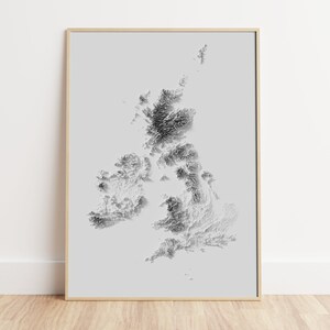 British Isles - Topographic Relief Map Print