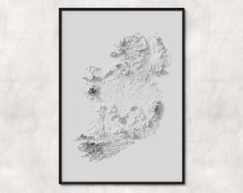 Irland - Topographischer Reliefkartendruck