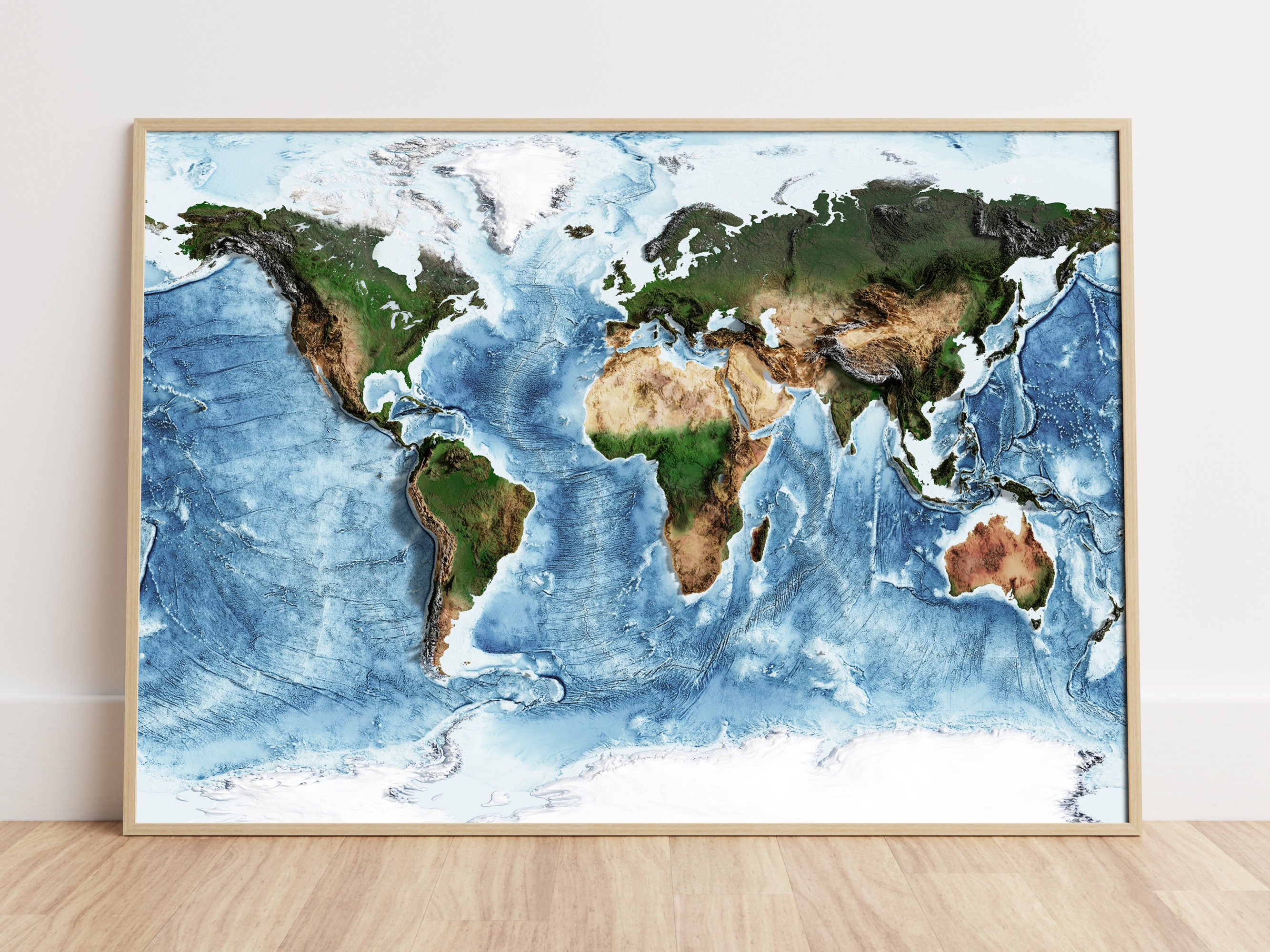 Earth - Topographic Relief Map Print - Etsy