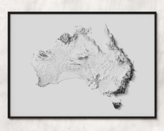 Australia - Topographic Relief Map Print