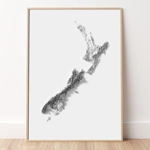 Nouvelle-Zélande - Impression de carte topographique en relief