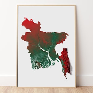 Bangladesh - Impression de carte topographique du relief