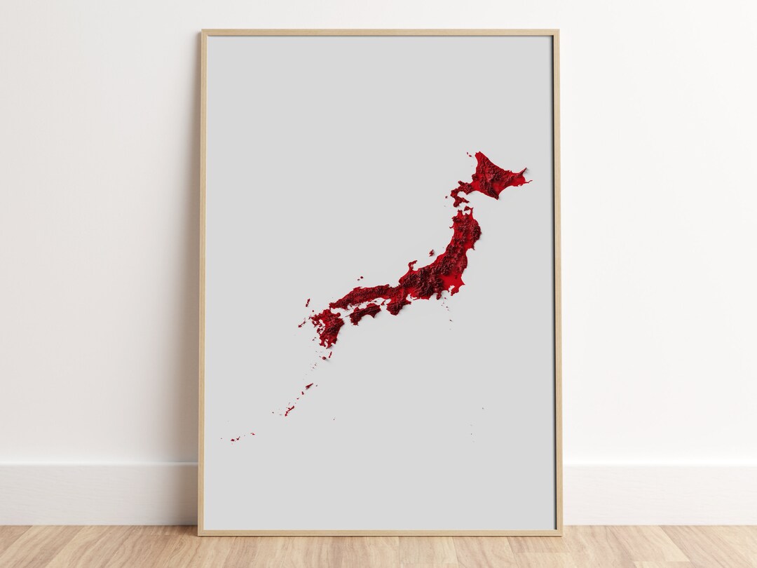 Japan Topographic Relief Map Print - Etsy