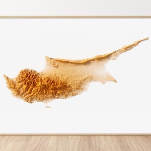 Chypre - Impression de carte topographique en relief