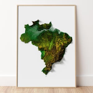Brasilien - Topographische Reliefkarte Print
