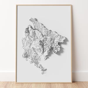 Monténégro - Impression de carte topographique du relief