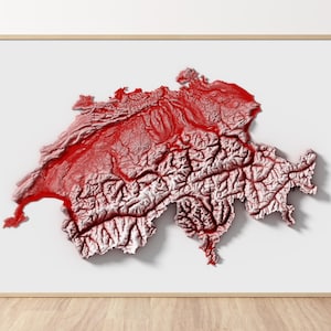 Suisse - Impression de carte topographique en relief