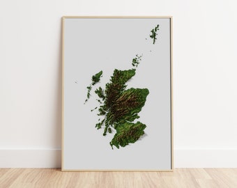 Scotland - Topographic Relief Map Print