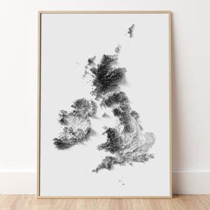 Îles britanniques - Impression de carte topographique en relief