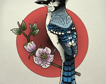 Blue Jay Tattoo Etsy Hong Kong