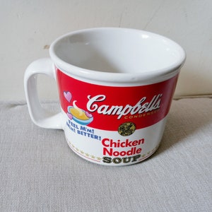 Vintage Ceramic White and Red Campbell&#39;s Chicken Noodle Soup Mug