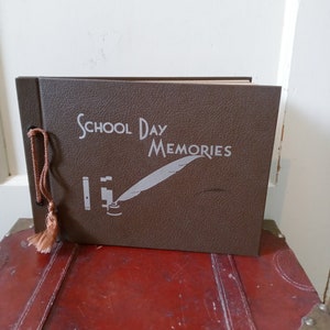 Vintage 1940s Unused School Day Memories Brown Scrapbook Album Book
