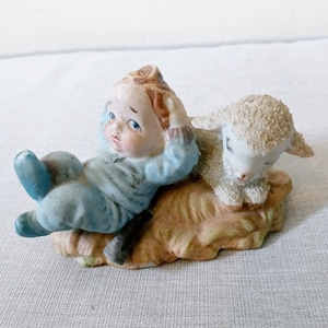 Vintage Porcelain Little Boy Blue With Lamb Home Decor Knick Knack