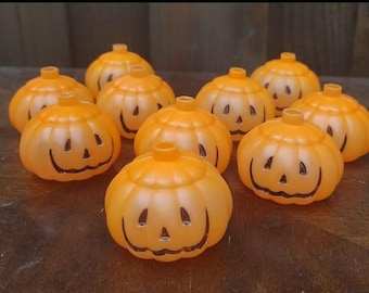 Vintage Set of 10 Blow Mold Jackolantern Pumpkin String Light Covers Halloween Home Decor