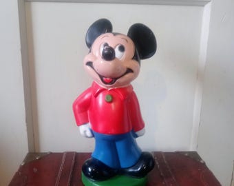 Vintage Walt Disney Musse Pigg Spargris Retro Heminredning Figur Knick Knack Samlarobjekt
