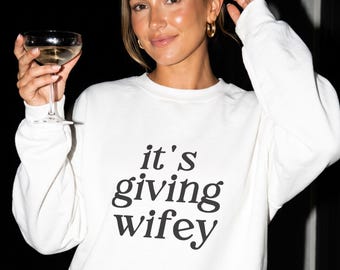Wedding Morning Sweatshirt | It's Giving Wifey Bride Crewneck | Bridal Lounge Sweater | Honeymoon Outfit