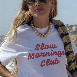 Slow Mornings Club T-shirt | Matcha Green, Coffee Lover Tee