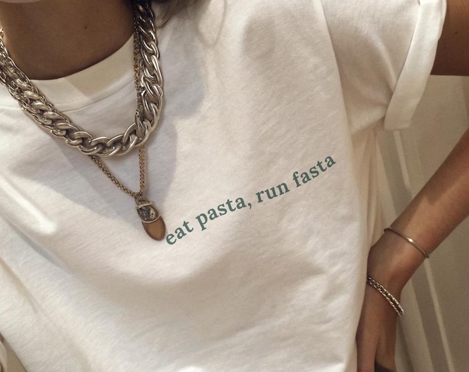 Eat Pasta Run Fasta Tshirt : Funny Pasta Lover Tee | Foodie Workout Top | Runner Gift