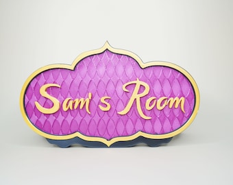 Custom Aladdin Style Logo, Personalised Name Plate, Desk Sign, Gift for Kids, Kid Sign, Personalised logo, Custom Name Sign, Custom Sign