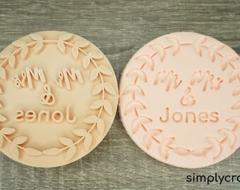 Custom Mr and Mrs surname cookie cutter | Fondant cutter stamp | Wedding theme
